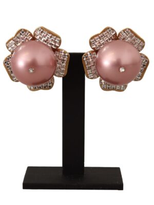 Dolce & Gabbana Elegant Floral Crystal Pearl Clip-On Earrings