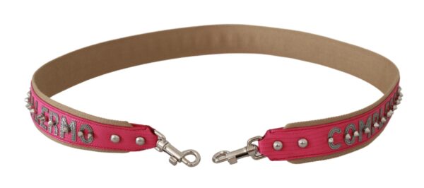 Dolce & Gabbana Pink Leather Shoulder Strap with Silver Details - Image 2