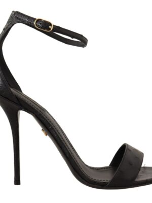 Dolce & Gabbana Elegant Ostrich Leather Ankle Strap Heels