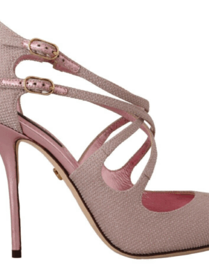 Dolce & Gabbana Pink Glitter Peep Toe High Heels Sandals