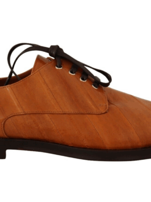 Dolce & Gabbana Elegant Eel Leather Lace-Up Formal Flats
