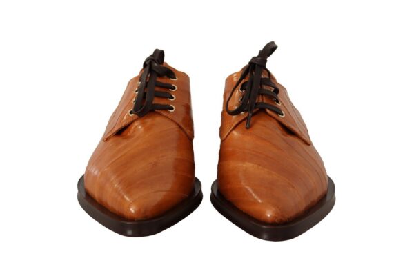 Dolce & Gabbana Elegant Eel Leather Lace-Up Formal Flats - Image 2