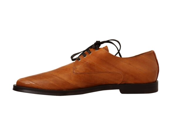 Dolce & Gabbana Elegant Eel Leather Lace-Up Formal Flats - Image 5