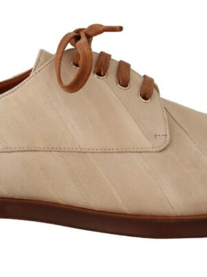 Dolce & Gabbana Elegant Beige Eel Leather Formal Flats