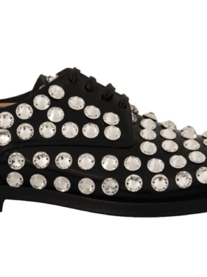 Dolce & Gabbana Crystal-Embellished Leather Formal Flats