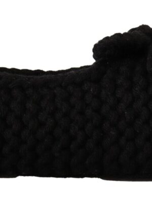 Dolce & Gabbana Elegant Black Wool Knit Ballet Flats