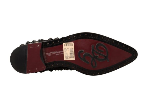 Dolce & Gabbana Elegant Gros Grain Lace-Up Jeweled Flats - Image 6