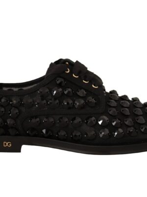 Dolce & Gabbana Elegant Gros Grain Lace-Up Jeweled Flats