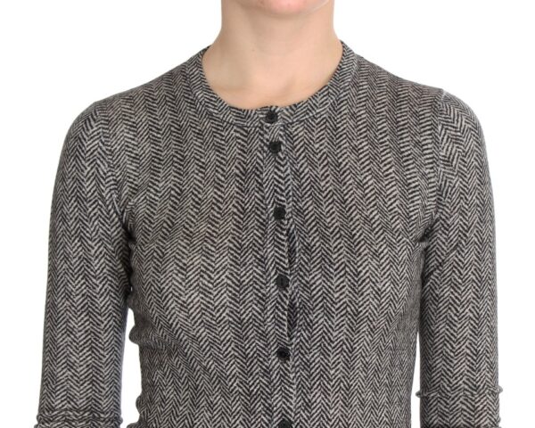 Dolce & Gabbana Elegant Black and White Wool Cardigan - Image 4