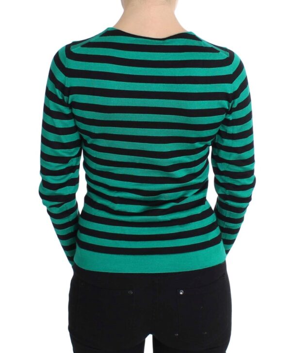 Dolce & Gabbana Elegant Striped Cashmere Silk Sweater - Image 3