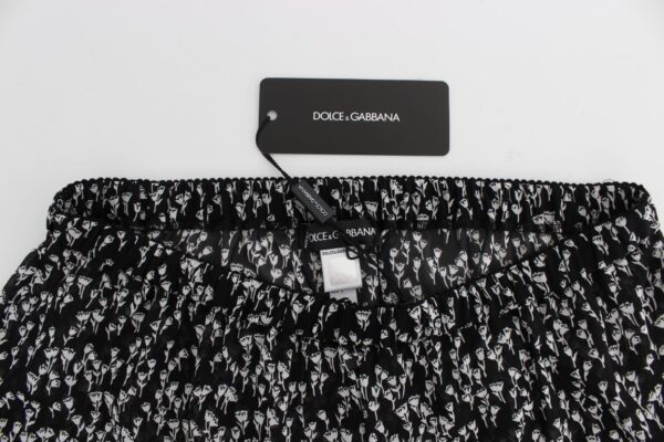 Dolce & Gabbana Elegant Black & White Floral Lace Silk Shorts - Image 5