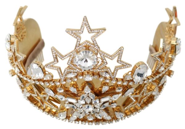 Dolce & Gabbana Regal Crystal Diadem Gold Tiara - Image 4