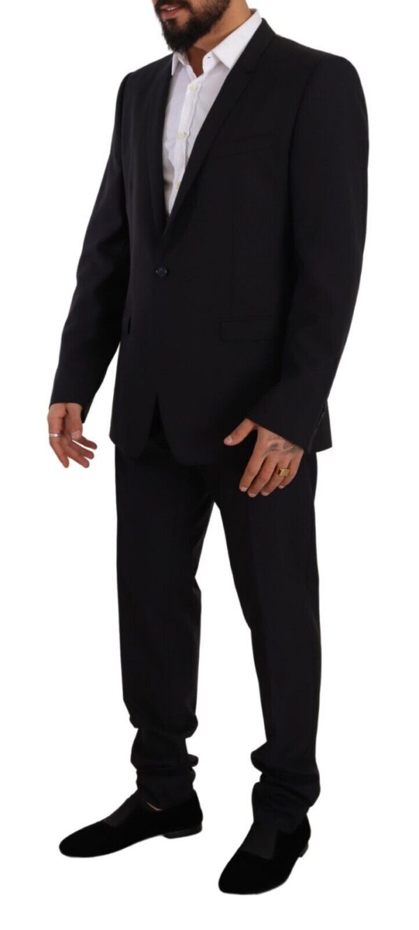 Dolce & Gabbana Elegant Navy Slim Fit Wool Silk Two-Piece Suit - Image 2