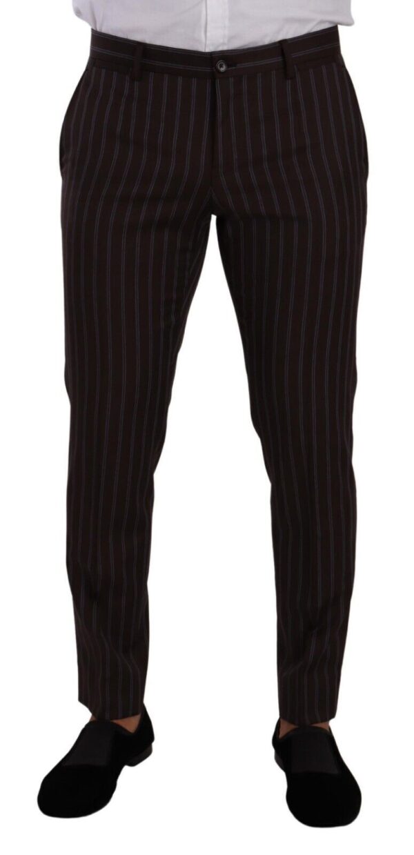 Dolce & Gabbana Elegant Maroon Striped Slim Fit Suit - Image 6