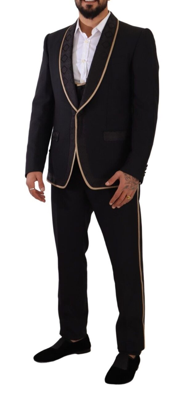 Dolce & Gabbana Elegant Black Silk Blend 3-Piece Suit - Image 5