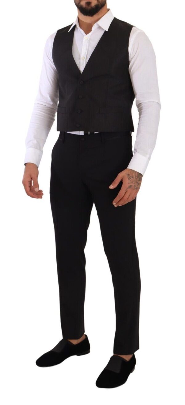 Dolce & Gabbana Elegant Gray Silk Dress Vest - Image 5