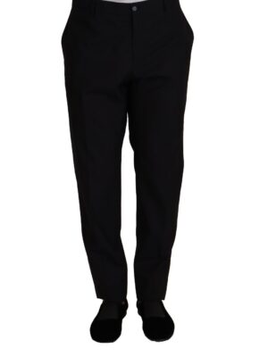 Dolce & Gabbana Elegant Dark Blue Wool Silk Tuxedo Trousers