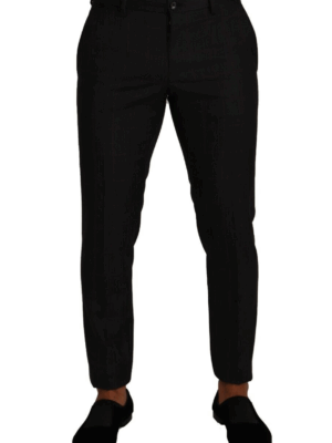 Dolce & Gabbana Elegant Gray Check Slim Fit Trousers