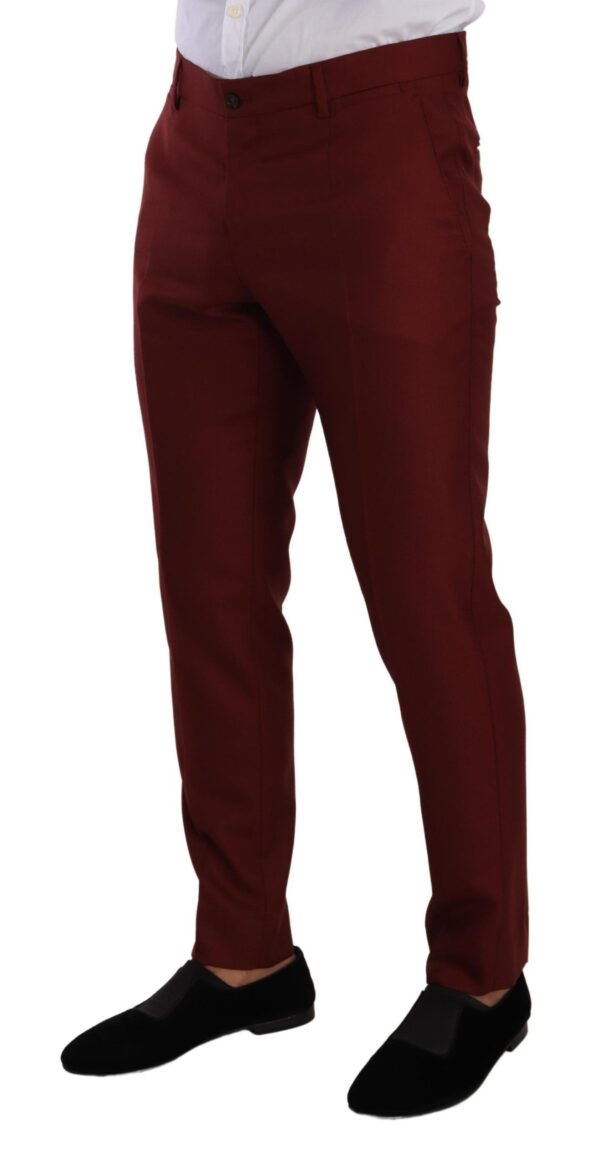 Dolce & Gabbana Elegant Cashmere-Silk Red Dress Pants - Image 3