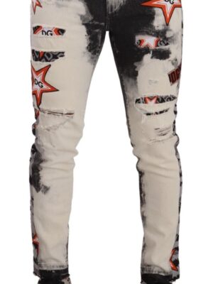 Dolce & Gabbana Chic Slim Fit Star Motif Denim Jeans