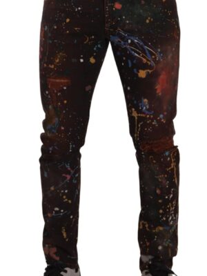 Dolce & Gabbana Multicolor Painted Skinny Denim Jeans