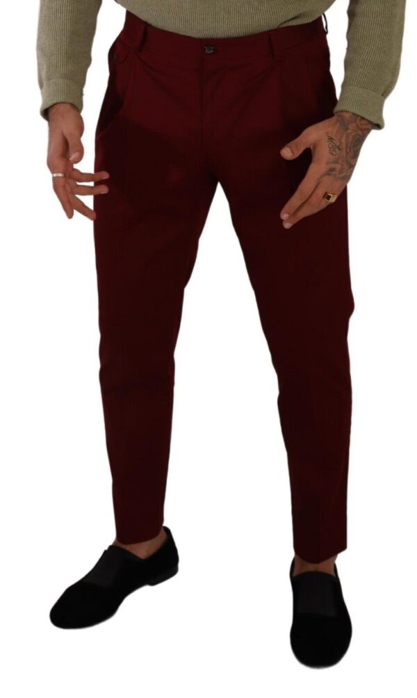 Dolce & Gabbana Elegant Dark Red Dress Chinos for Men - Image 4