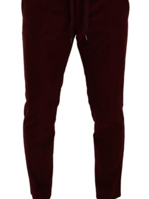 Dolce & Gabbana Elegant Bordeaux Velvet Dress Trousers