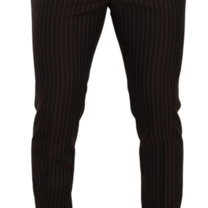 Dolce & Gabbana Elegant Brown Striped Woolen Men's Trousers