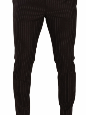 Dolce & Gabbana Elegant Brown Striped Woolen Men's Trousers