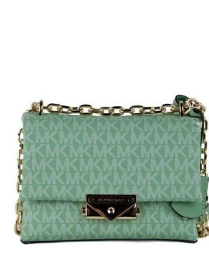 Michael Kors Cece Small Sea Green Signature PVC Convertible Flap Crossbody Bag