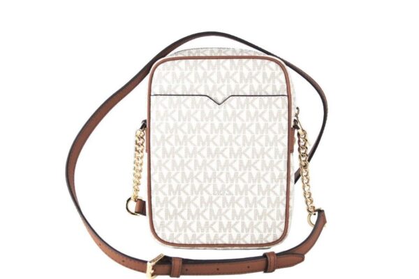 Michael Kors Jet Set Medium Vanilla PVC North South Chain Crossbody Handbag - Image 3