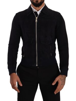 Dolce & Gabbana Elegant Blue Suede Short Jacket