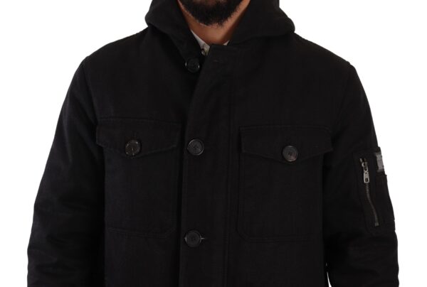 Dolce & Gabbana Elegant Black Parka Hooded Jacket - Image 5