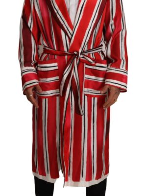 Dolce & Gabbana Chic Striped Silk Sleepwear Robe