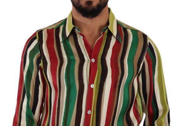 Dolce & Gabbana Elegant Multicolor Striped Silk Blend Shirt - Image 4