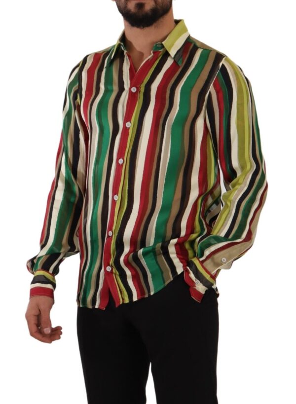 Dolce & Gabbana Elegant Multicolor Striped Silk Blend Shirt - Image 5