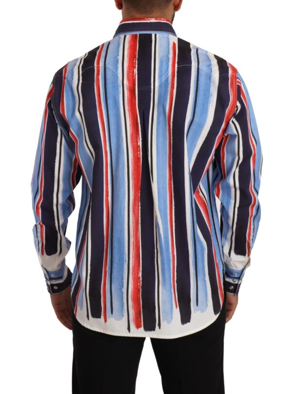 Dolce & Gabbana Elegant Striped Cotton Shirt with Pockets - Image 3