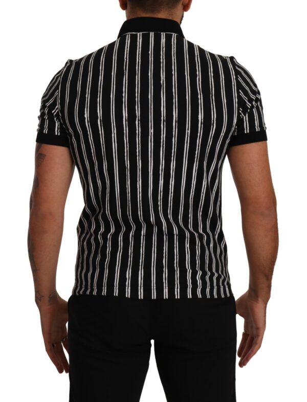 Dolce & Gabbana Elegant Striped Polo T-Shirt in Black - Image 4