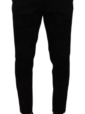 Dolce & Gabbana Elegant Slim Fit Dress Pants in Black Brocade