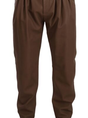 Dolce & Gabbana Elegant Tapered High Waist Leather Pants