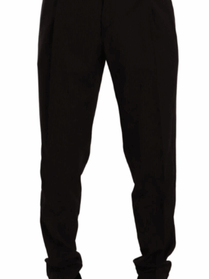 Dolce & Gabbana Elegant Brown Striped Wool Dress Pants