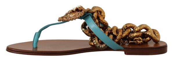 Dolce & Gabbana Chic Gladiator Flats with Heart Devotion Detail - Image 5