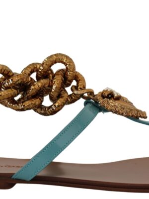 Dolce & Gabbana Chic Gladiator Flats with Heart Devotion Detail