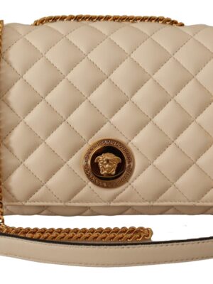 Versace Elegant White Nappa Leather Shoulder Bag