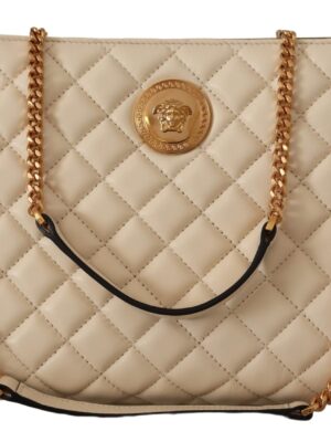 Versace Elegant Quilted Nappa Leather Tote