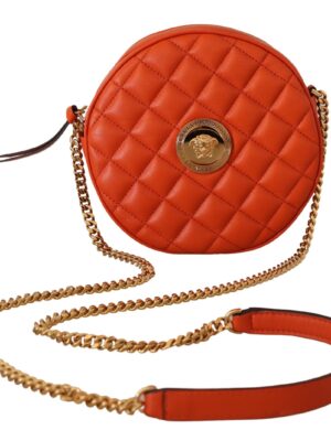 Versace Elegant Round Nappa Leather Crossbody Bag