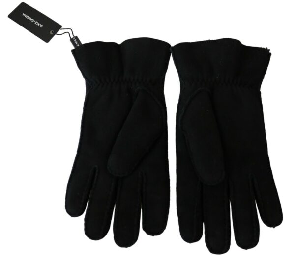 Dolce & Gabbana Elegant Black Leather Biker Gloves - Image 5