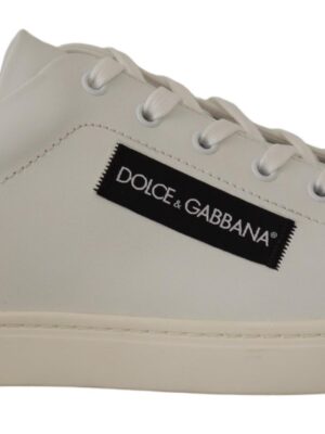 Dolce & Gabbana Elegant White Leather Low Top Sneakers