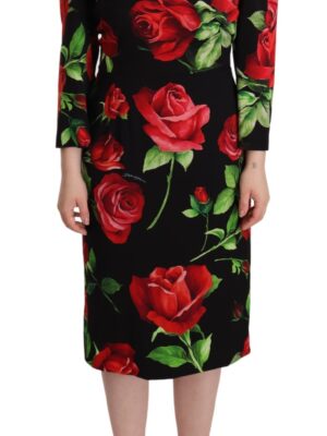 Dolce & Gabbana Elegant Floral Print Silk Sheath Dress