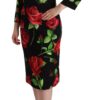 Dolce & Gabbana Elegant Floral Print Silk Sheath Dress - Image 2